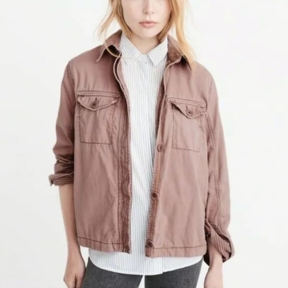 A&F Swing Twill Shirt Jacket - Picture 2 of 10